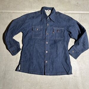 Vintage 70s Levi's Denim Button Up Shirt Mens Large Orange Tab Made In USA